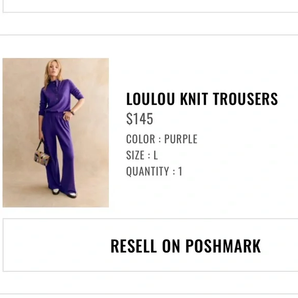 Sezane Loulou Knit Trousers Purple - Size L